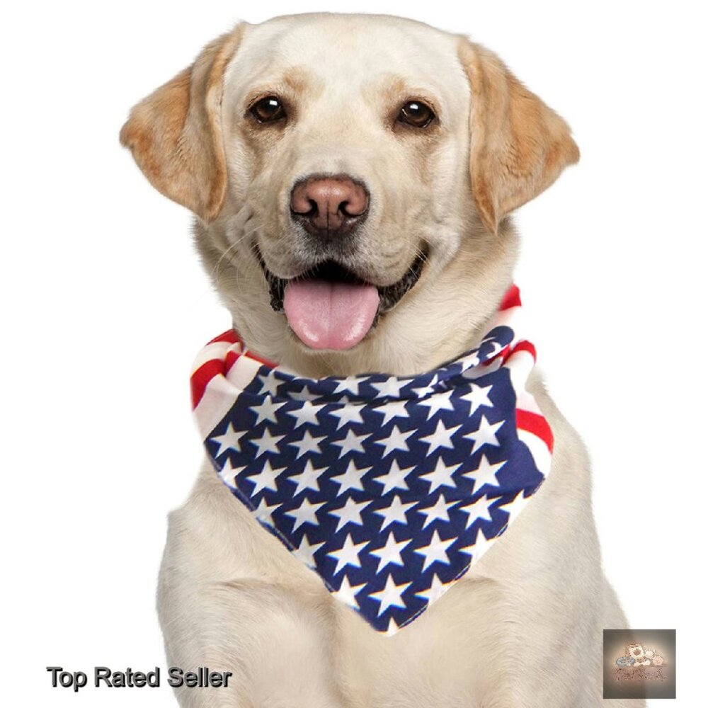 Patriotic Dog Bandana Standard Size Durable PolyesterNylon One Size Fits Most